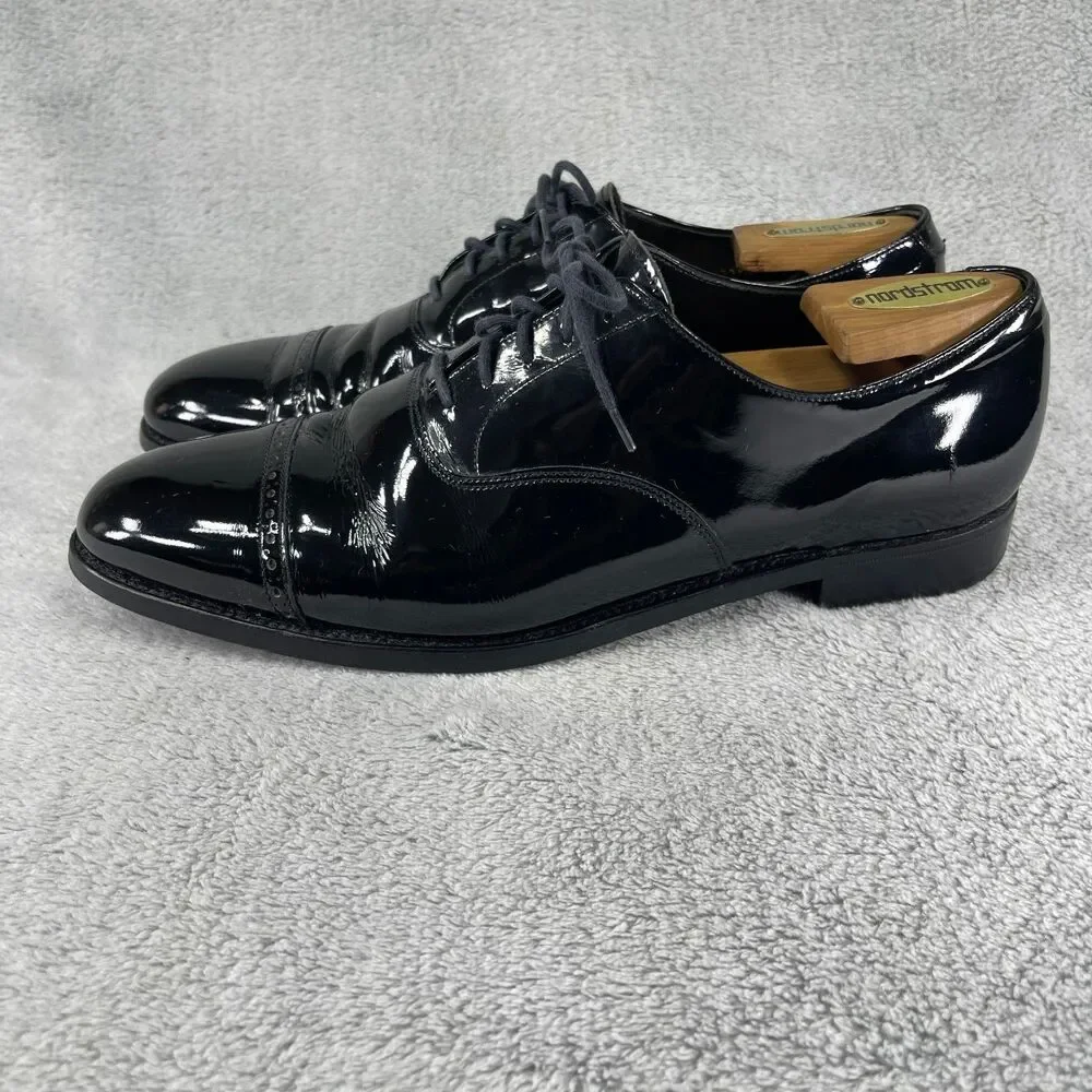 Crockett & Jones Polo Ralph Lauren Tuxedo Dress Shoes Men 9 Black Patent Leather